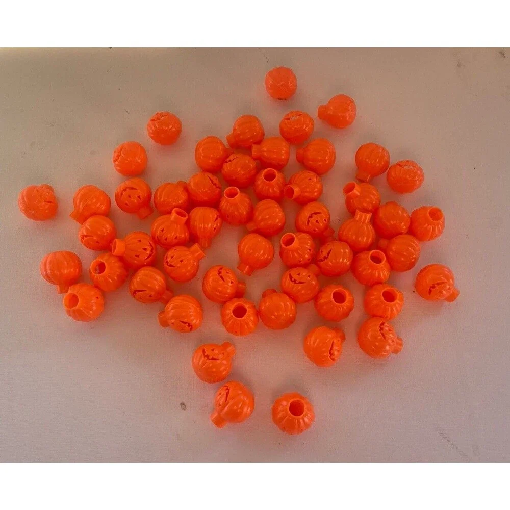 Vintage 53 Piece Halloween Pumpkin Jack O Lantern Blow Mold String Light Covers